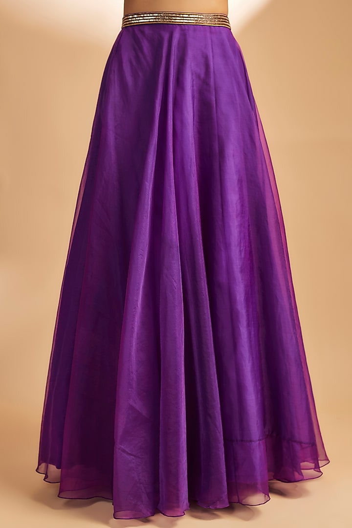 Wine Organza Flared Skirt Set by Dinesh Malkani at Pernia's Pop Up Shop