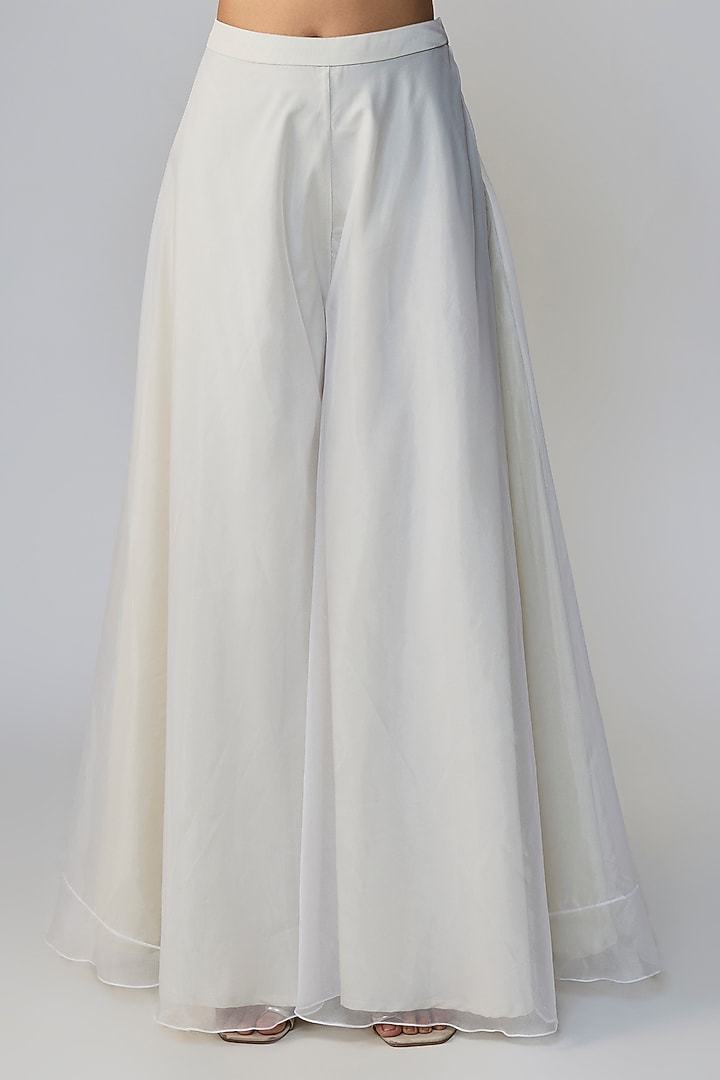 Off-White Organza Hand Embroidered Wedding Sharara Set by Dinesh Malkani at Pernia's Pop Up Shop