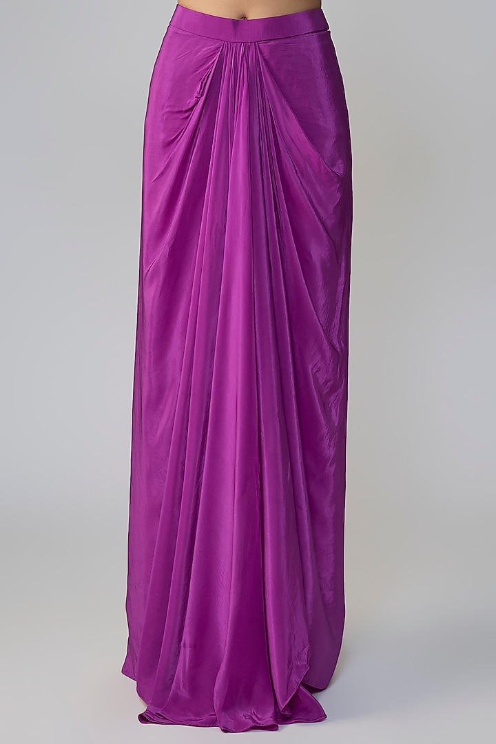 Purple Crepe Cutwork Skirt Wedding Saree Set by Dinesh Malkani at Pernia's Pop Up Shop