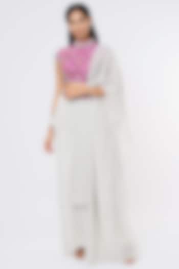 Off-White Sequinned Skirt Set by Dinesh Malkani
