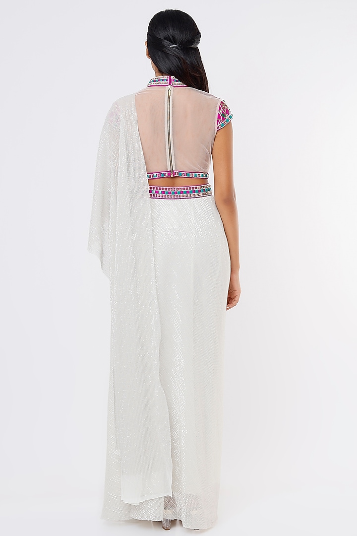Off-White Sequinned Skirt Set by Dinesh Malkani at Pernia's Pop Up Shop