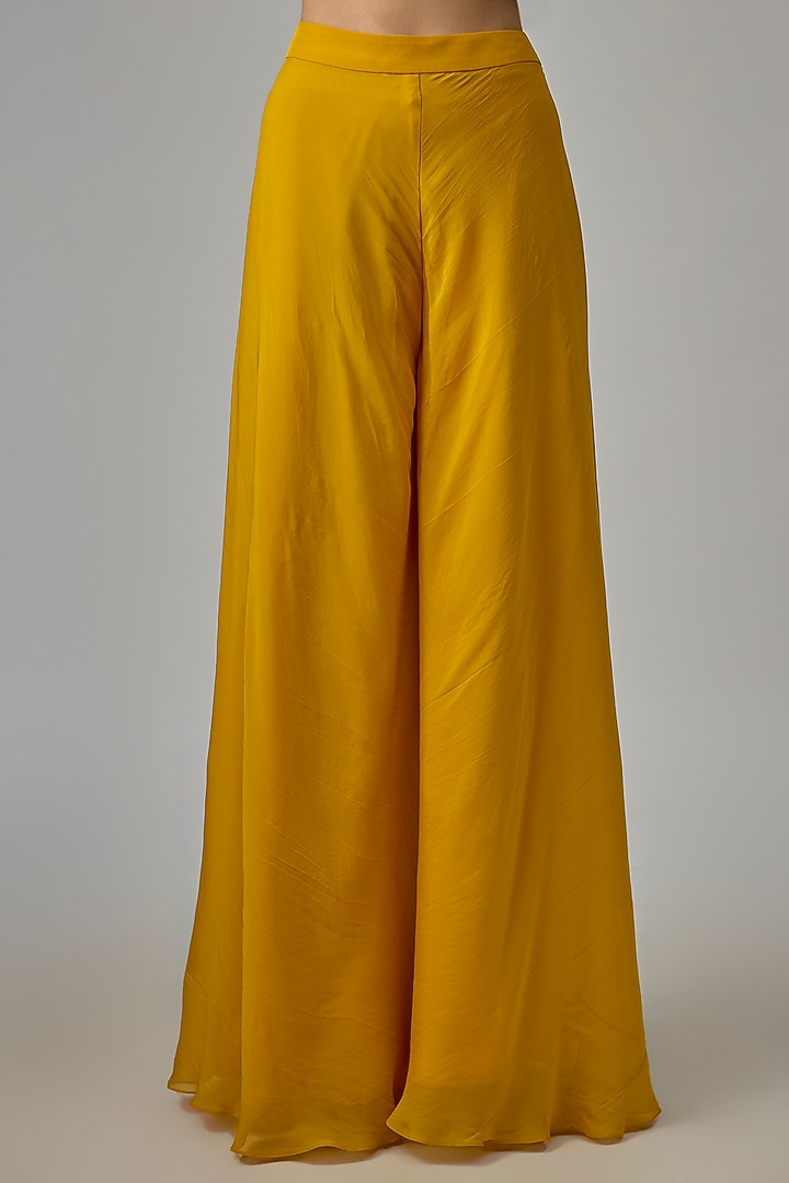 Yellow Net & Organza Flared Wedding Sharara Set by Dinesh Malkani at Pernia's Pop Up Shop