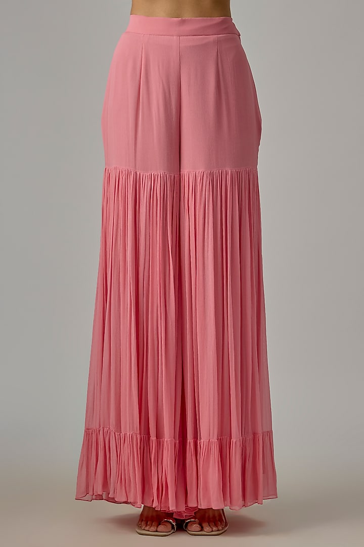 Pink Net & Georgette Wedding Sharara Set by Dinesh Malkani at Pernia's Pop Up Shop