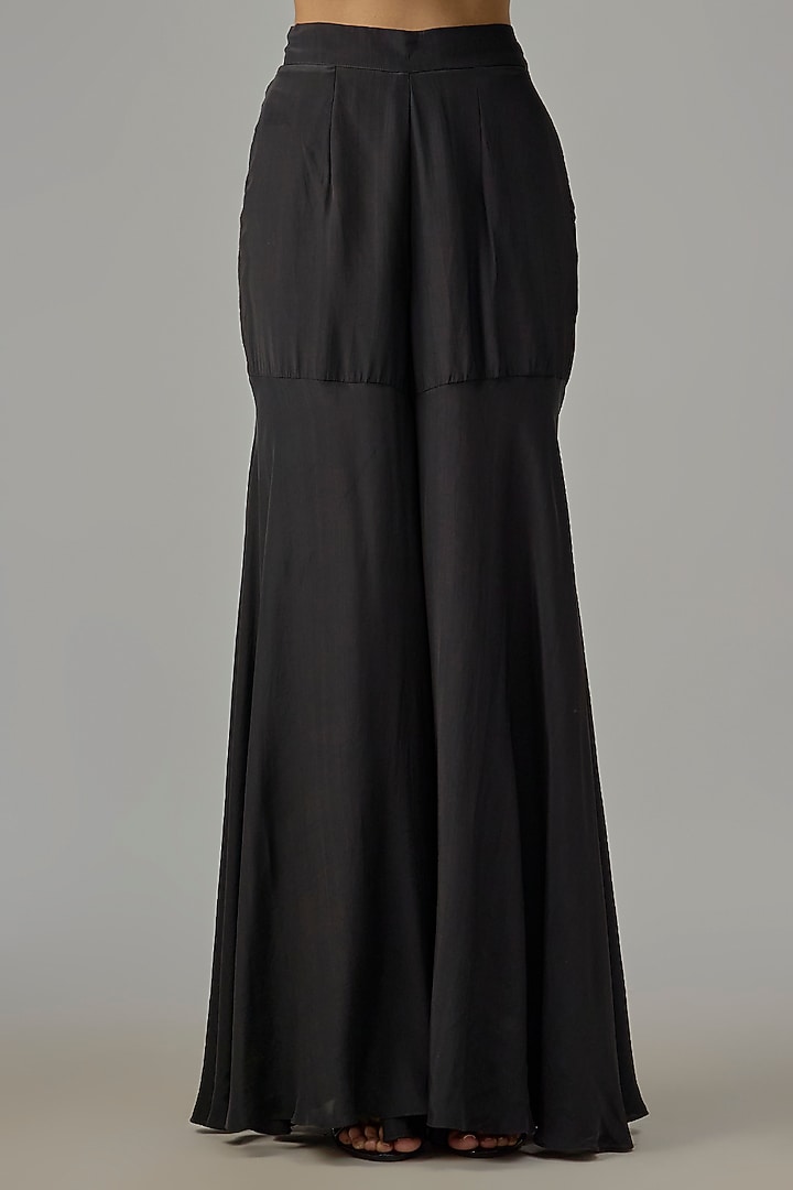 Black Net & Georgette Wedding Sharara Set by Dinesh Malkani at Pernia's Pop Up Shop