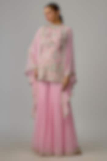 Pink Georgette Wedding Sharara Set by Dinesh Malkani at Pernia's Pop Up Shop