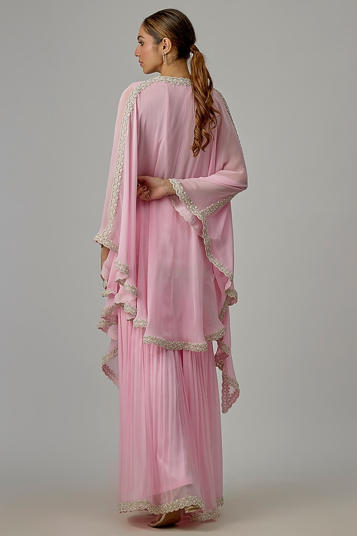 Pink Georgette Wedding Sharara Set by Dinesh Malkani at Pernia's Pop Up Shop