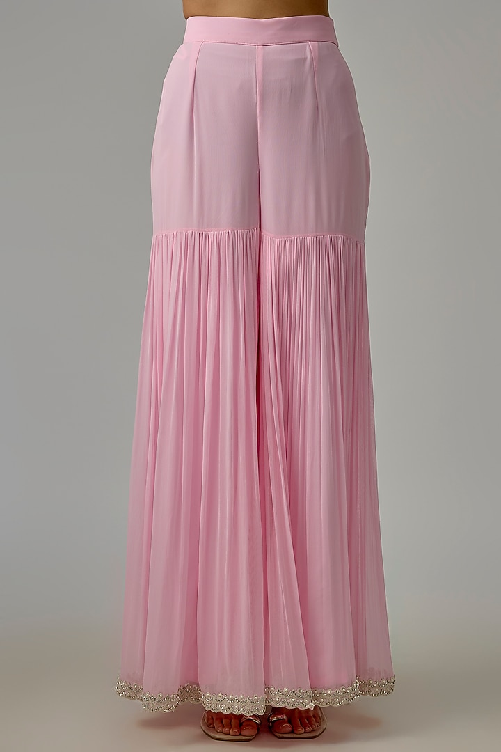 Pink Georgette Wedding Sharara Set by Dinesh Malkani at Pernia's Pop Up Shop