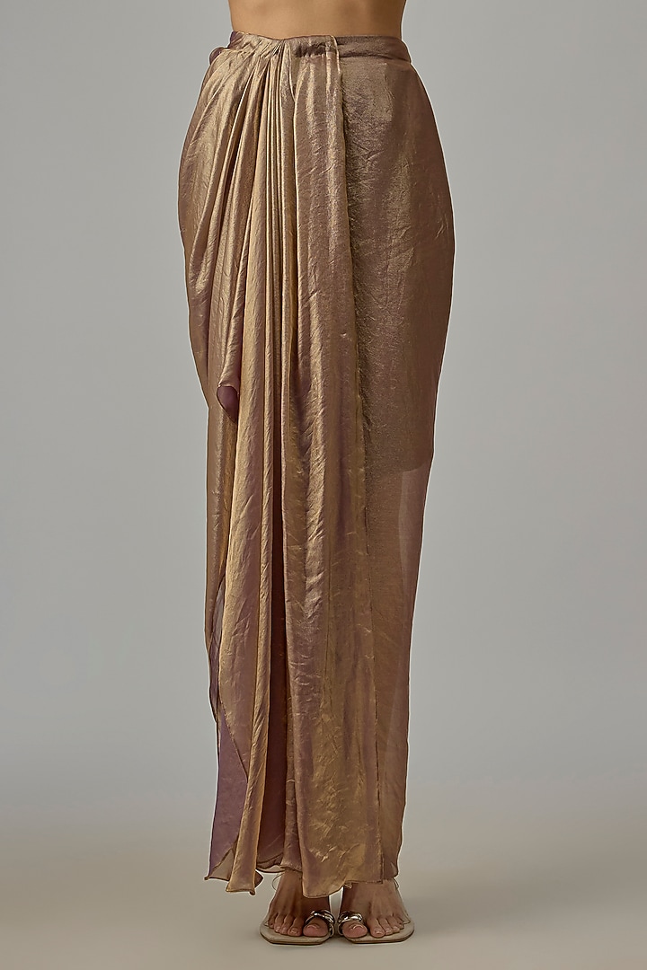 Gold Georgette Skirt Set by Dinesh Malkani at Pernia's Pop Up Shop