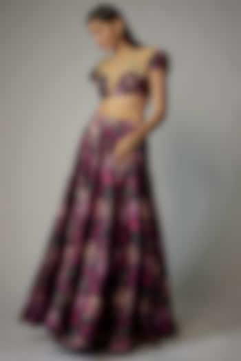 Purple Art Silk Printed Skirt Set by Dinesh Malkani at Pernia's Pop Up Shop