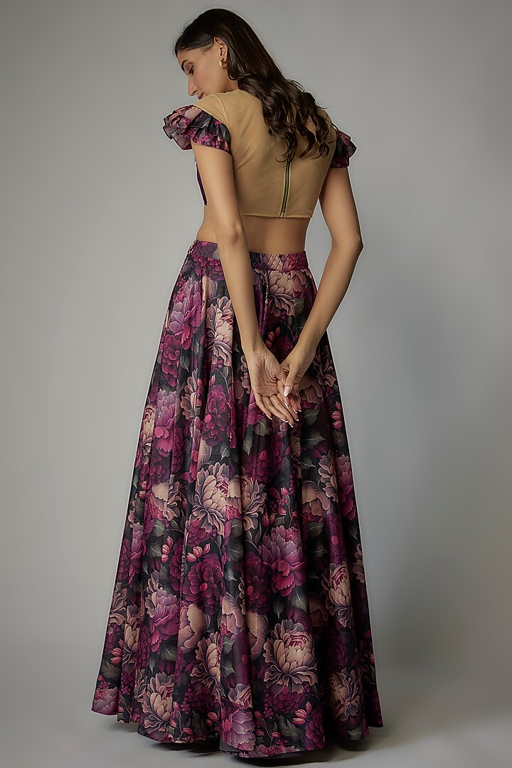 Purple Art Silk Printed Skirt Set by Dinesh Malkani at Pernia's Pop Up Shop