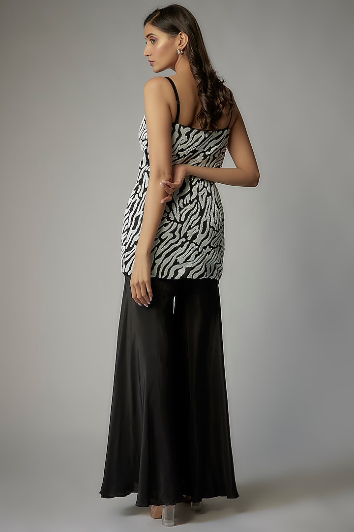 Black Crepe Wedding Sharara Set by Dinesh Malkani at Pernia's Pop Up Shop