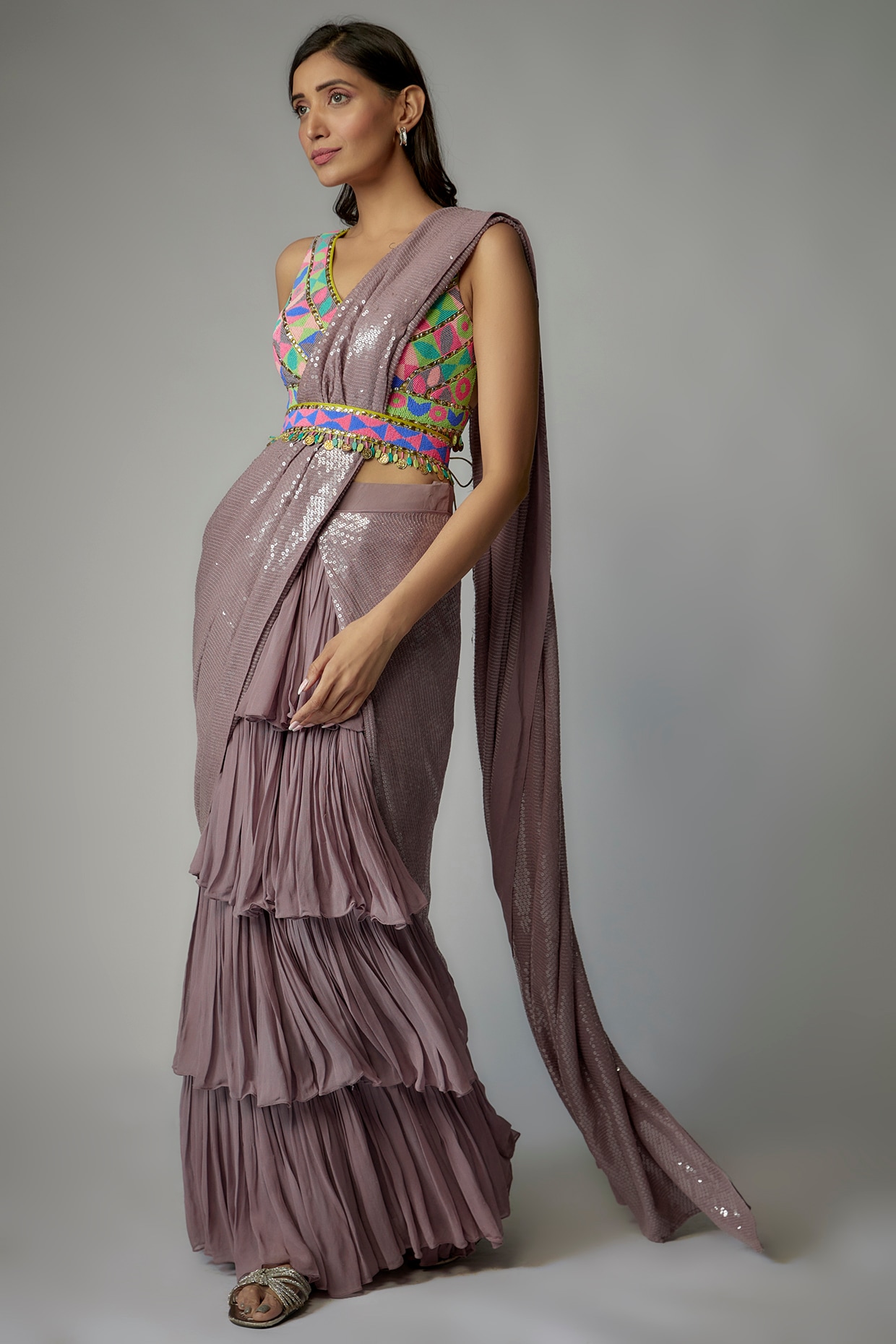 Buy Lavender Chanderi Saree Online at Peeli Dori