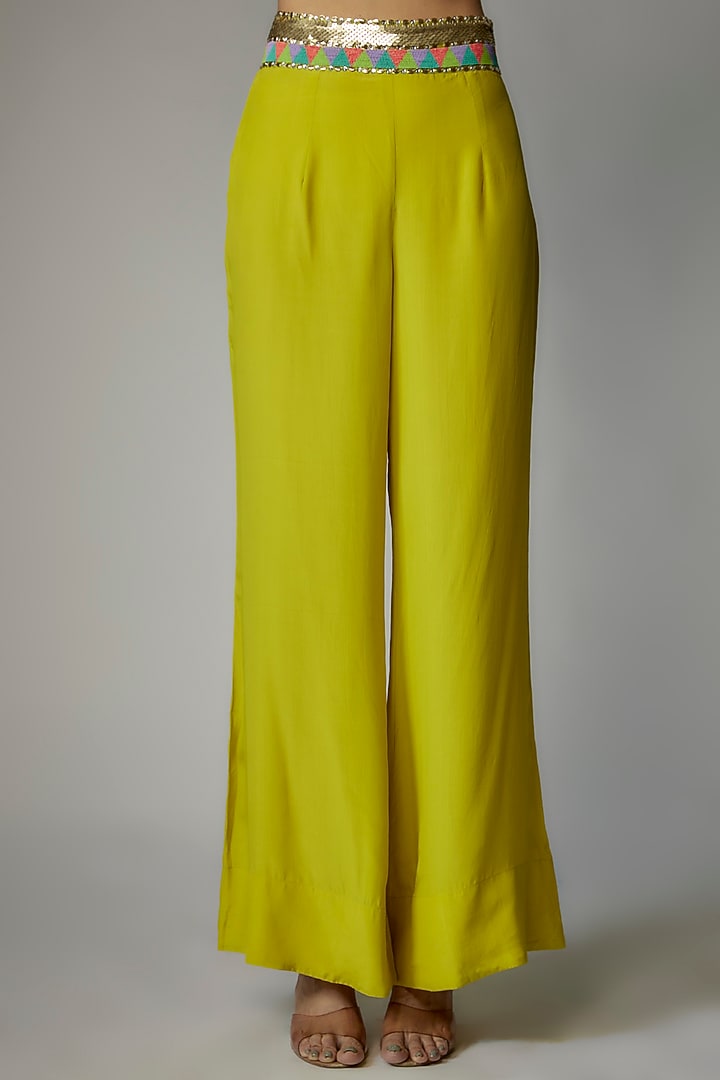 Lime Green Crepe Co-Ord Set by Dinesh Malkani at Pernia's Pop Up Shop