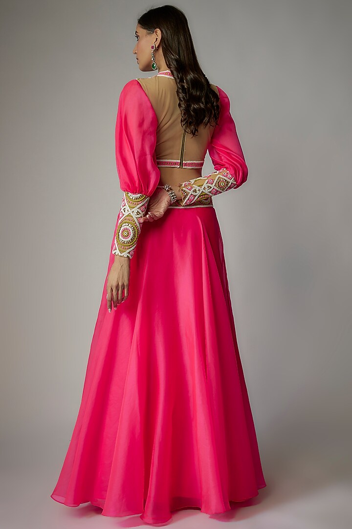 Pink Organza Skirt Set by Dinesh Malkani at Pernia's Pop Up Shop
