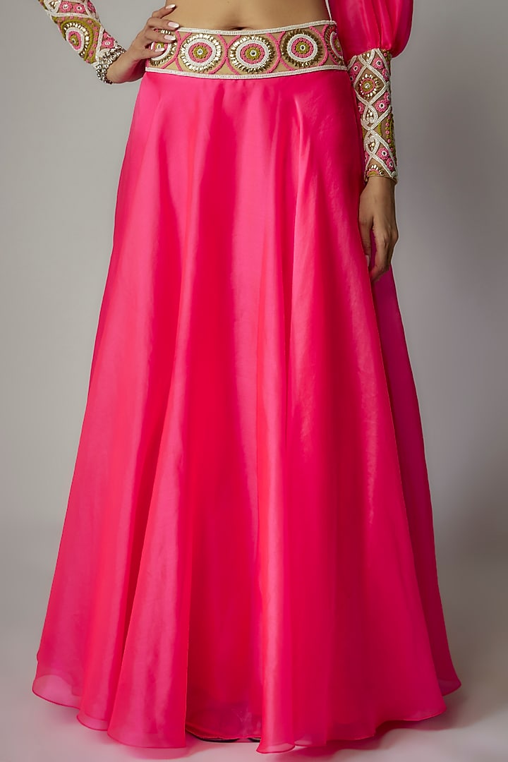 Pink Organza Skirt Set by Dinesh Malkani at Pernia's Pop Up Shop