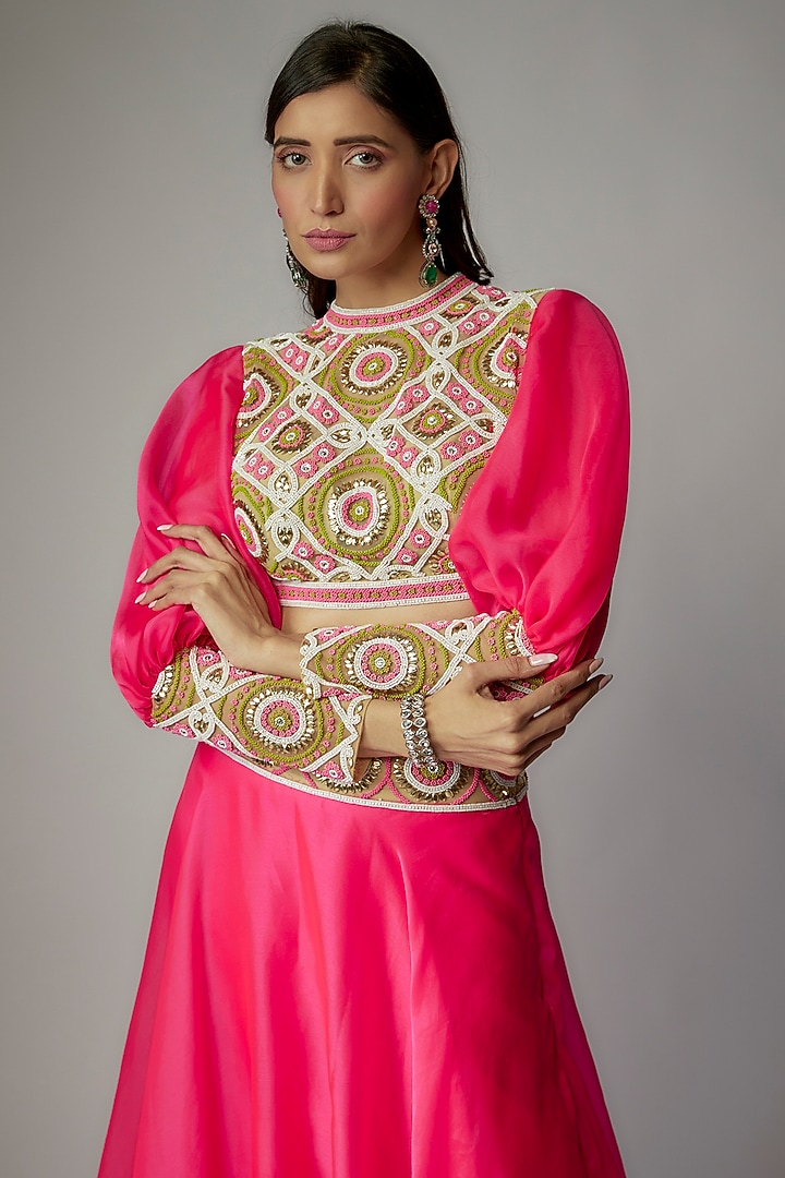 Pink Organza Skirt Set by Dinesh Malkani at Pernia's Pop Up Shop