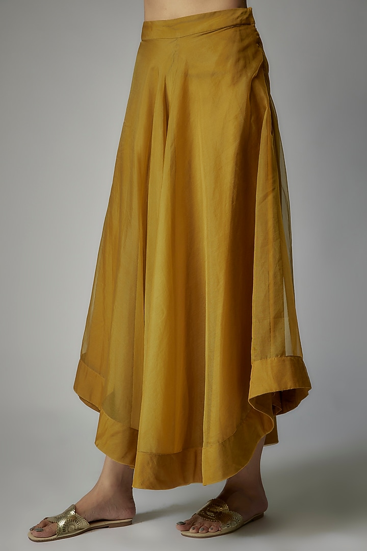 Mustard Organza Jacket Set by Dinesh Malkani at Pernia's Pop Up Shop