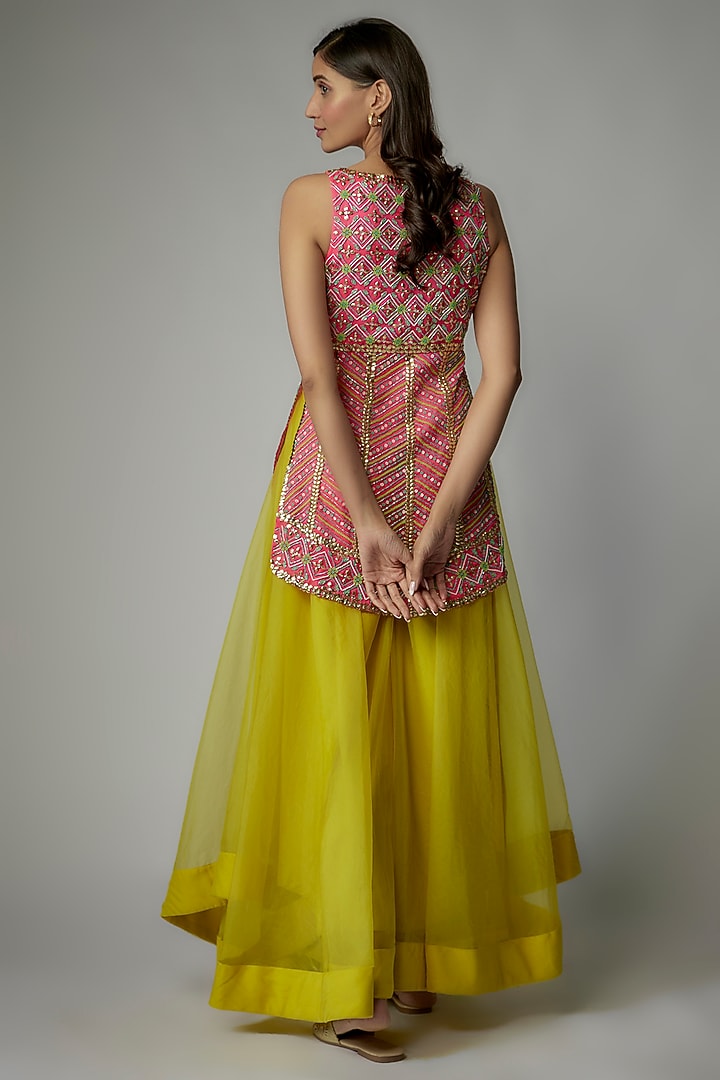 Yellow Organza Pant Set by Dinesh Malkani at Pernia's Pop Up Shop