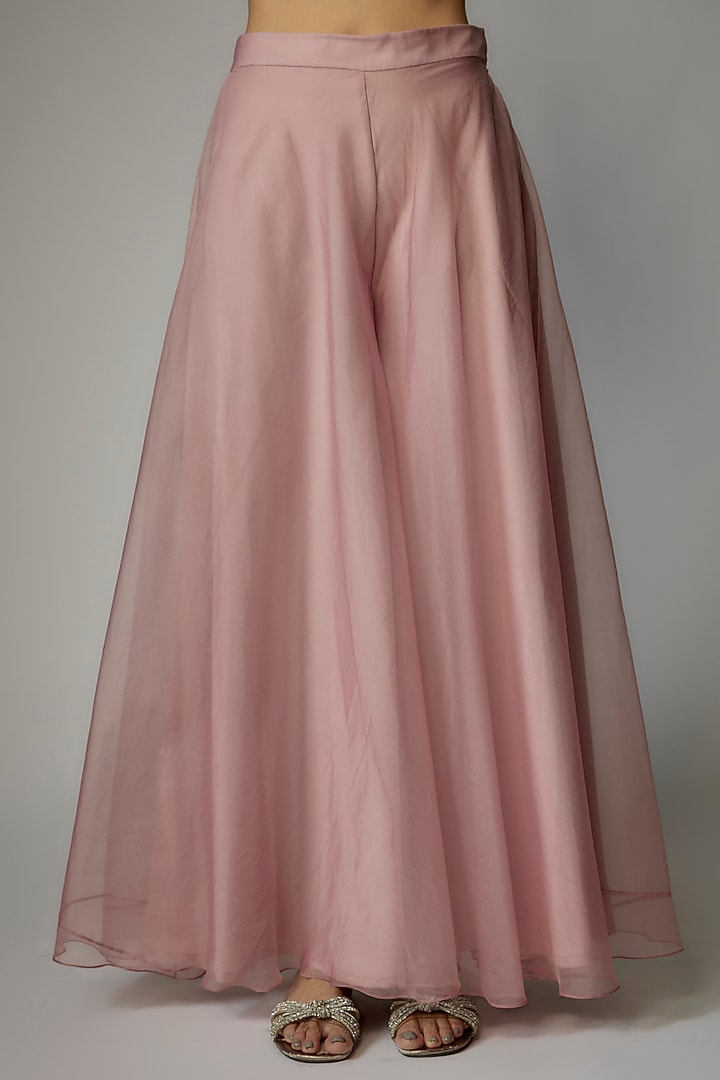 Blush Pink Organza Wedding Sharara Set by Dinesh Malkani at Pernia's Pop Up Shop