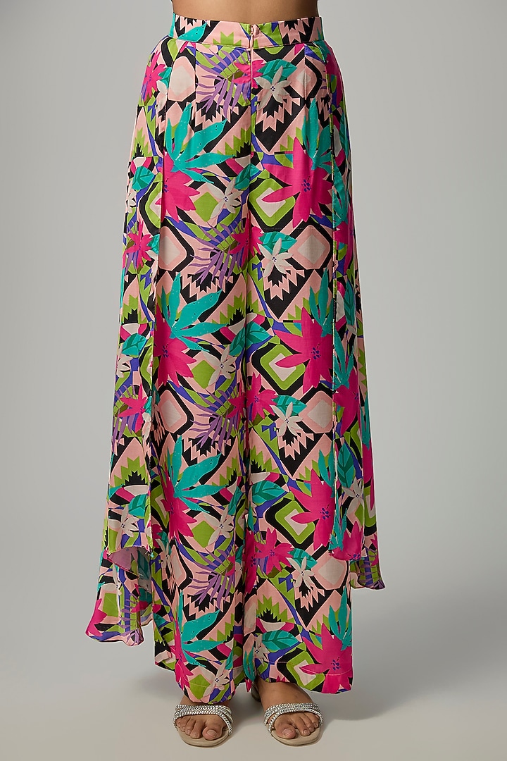 Multi-Colored Satin Printed Kurta Set by Dinesh Malkani at Pernia's Pop Up Shop