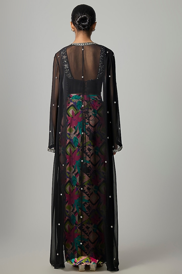 Multi-Colored Satin Printed Skirt Set by Dinesh Malkani at Pernia's Pop Up Shop