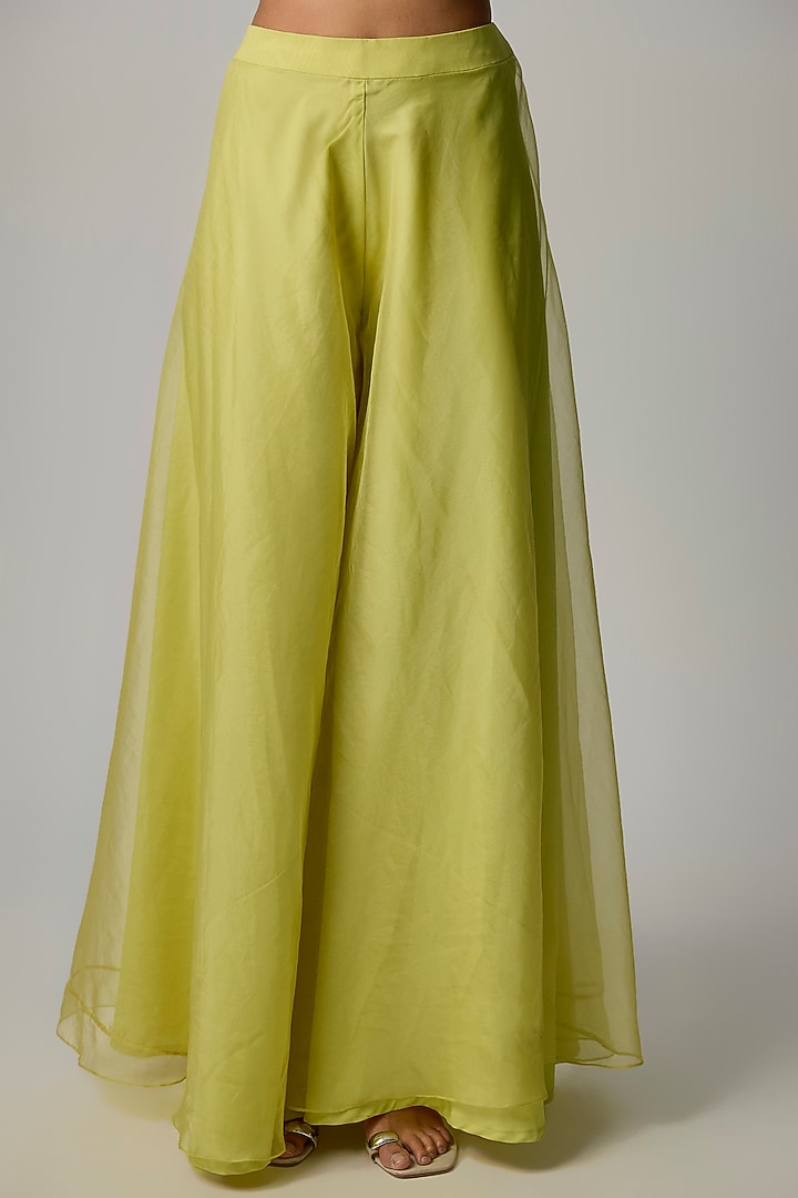 Lime Green Organza Wedding Sharara Set by Dinesh Malkani at Pernia's Pop Up Shop
