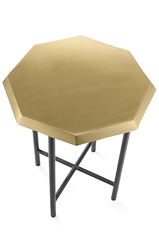 Golden & Black Metal Octagon Table by Metl & Wood