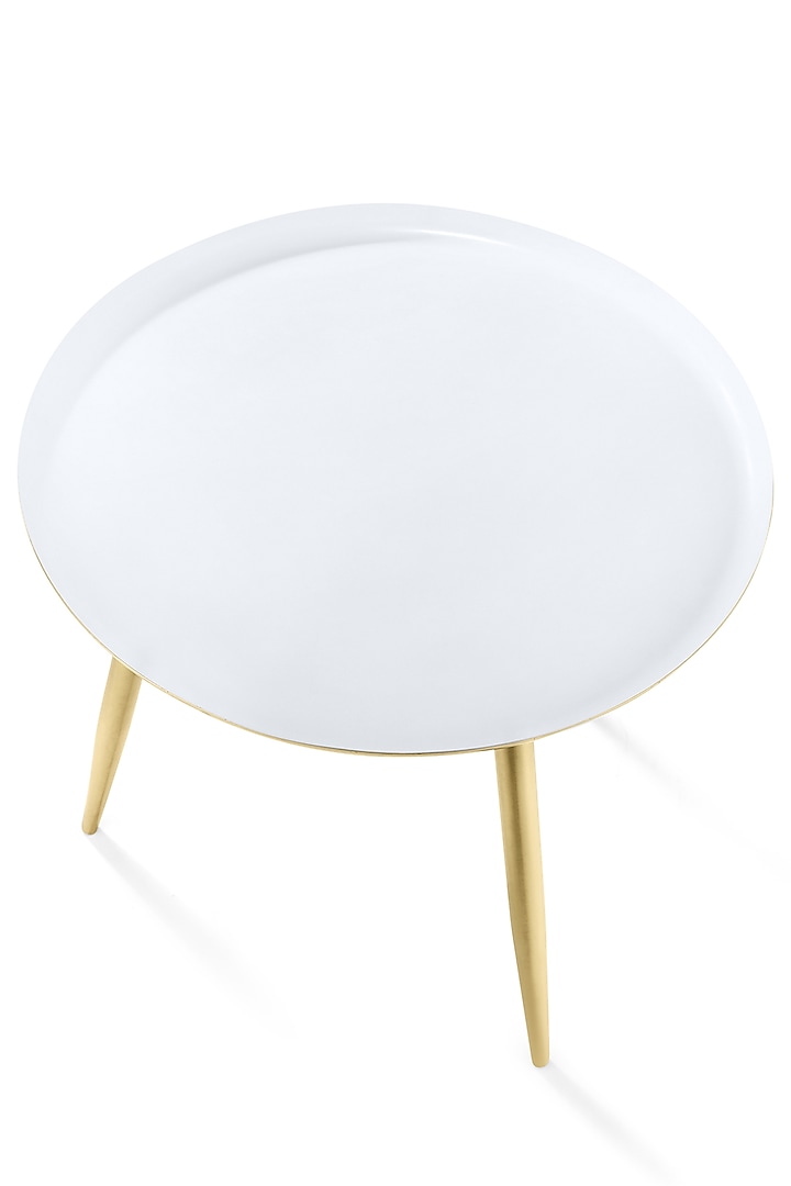 White & Golden Three Legged Table by Metl & Wood