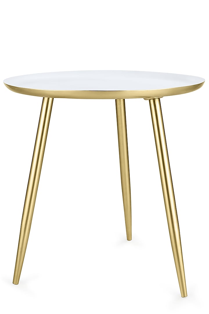 White & Golden Three Legged Table by Metl & Wood at Pernia's Pop Up Shop