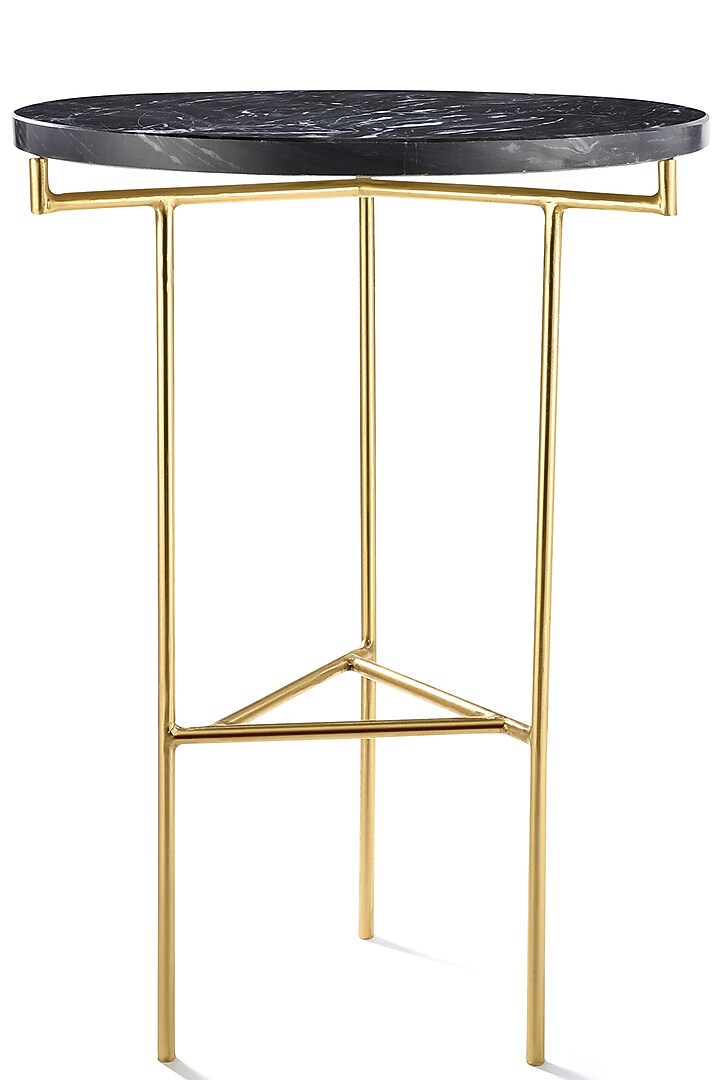 Golden Round Table With Black Marble Top by Metl & Wood at Pernia's Pop Up Shop