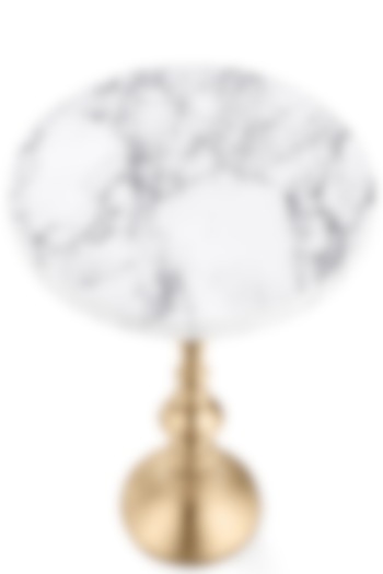 Golden Round Table With White Marble Top by Metl & Wood