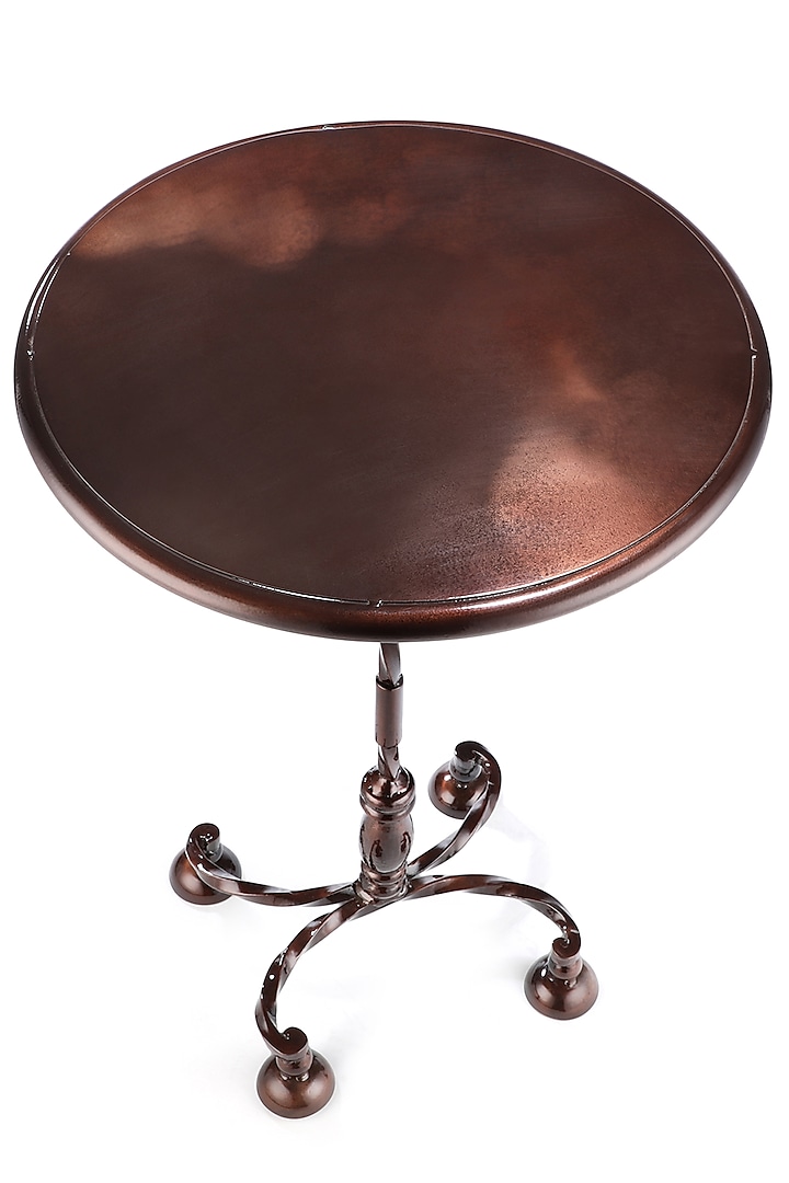 Brown Shiny Round Table by Metl & Wood