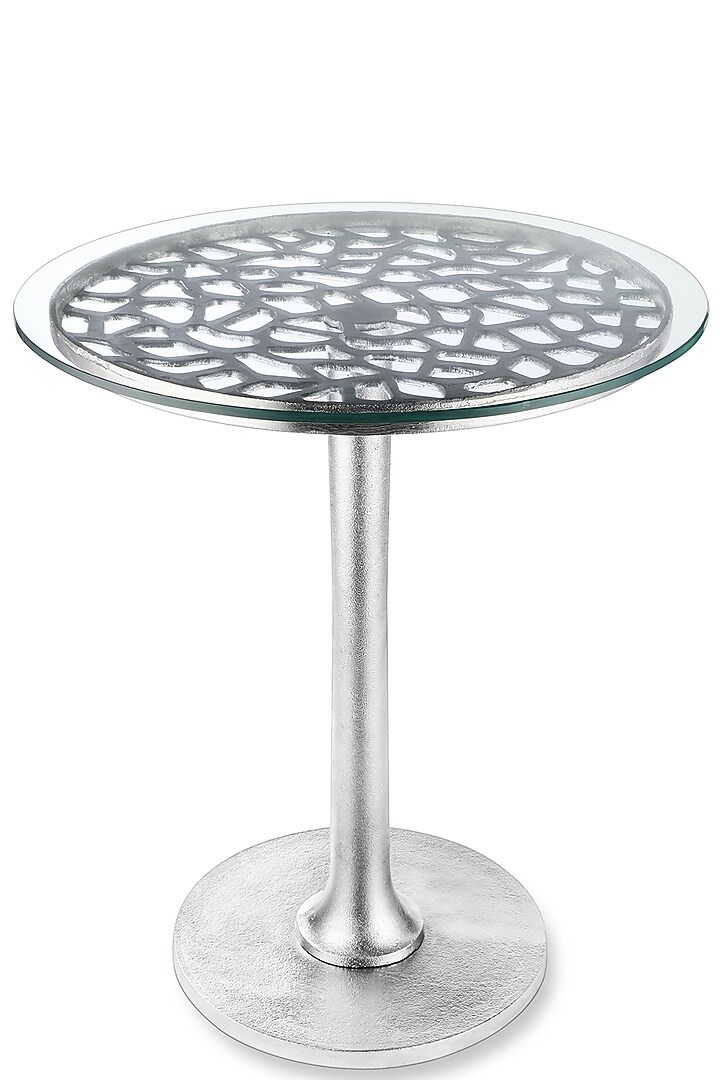 Silver Table With Glass Top by Metl & Wood at Pernia's Pop Up Shop