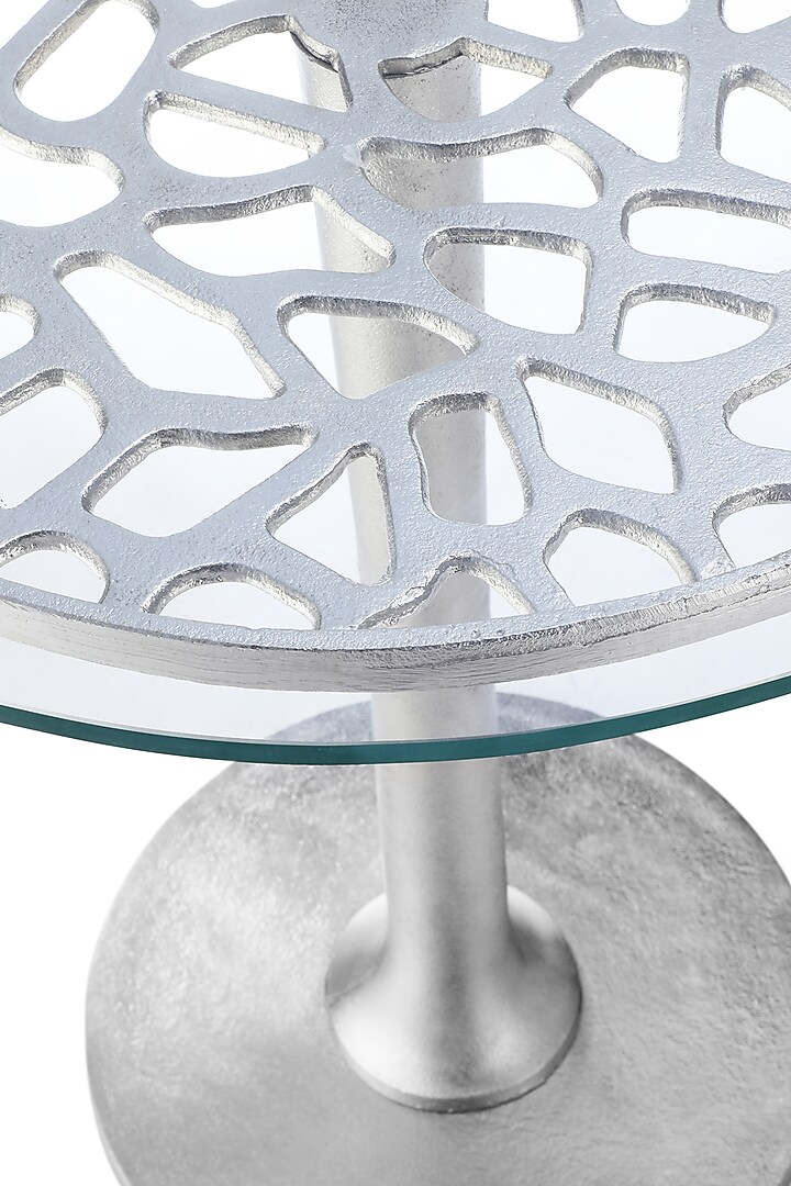 Silver Table With Glass Top by Metl & Wood at Pernia's Pop Up Shop