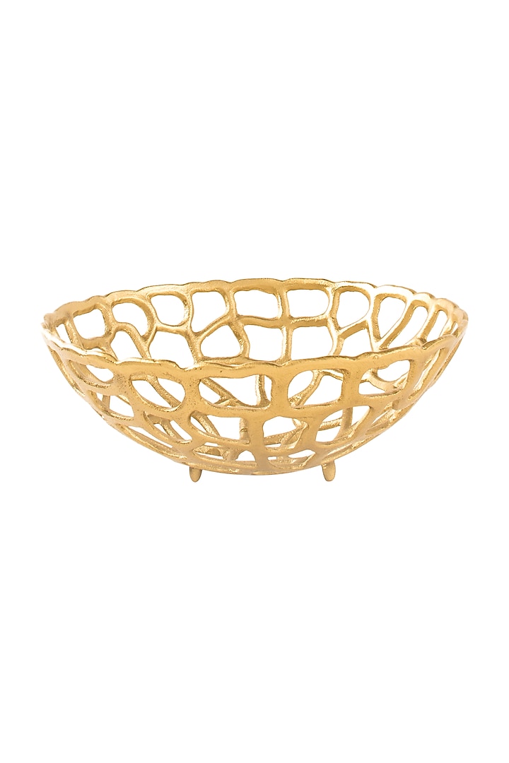 Gold Aluminium Entwined Fruit Bowl by Metl & Wood