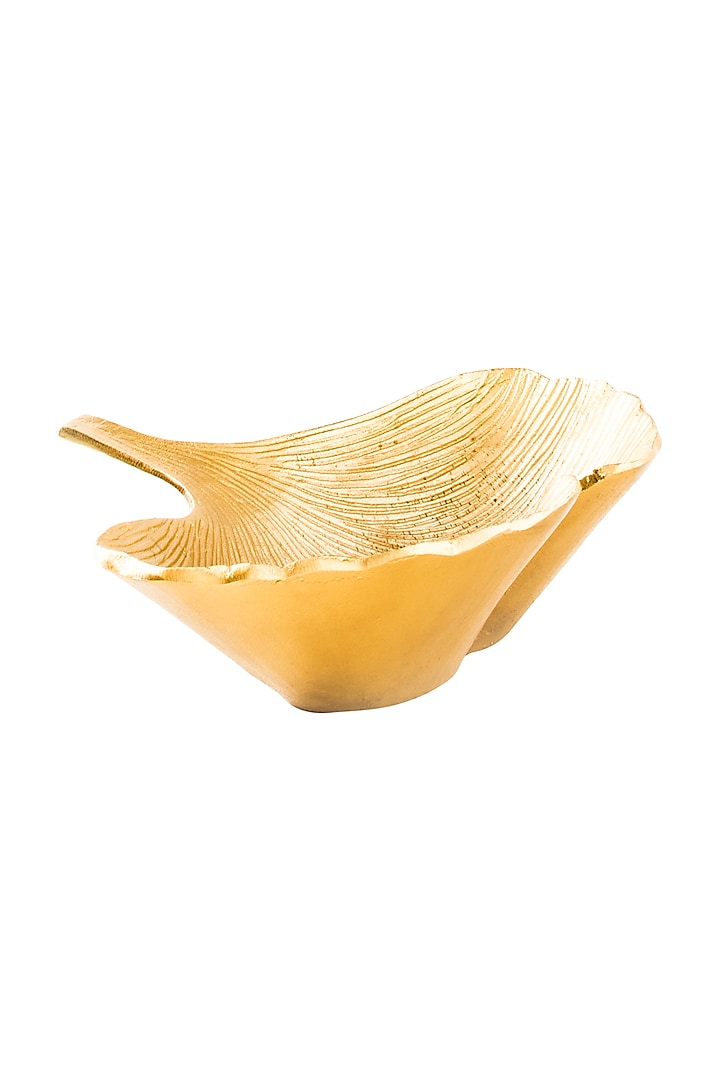 Gold Aluminium Vein Leaf Bowl by Metl & Wood