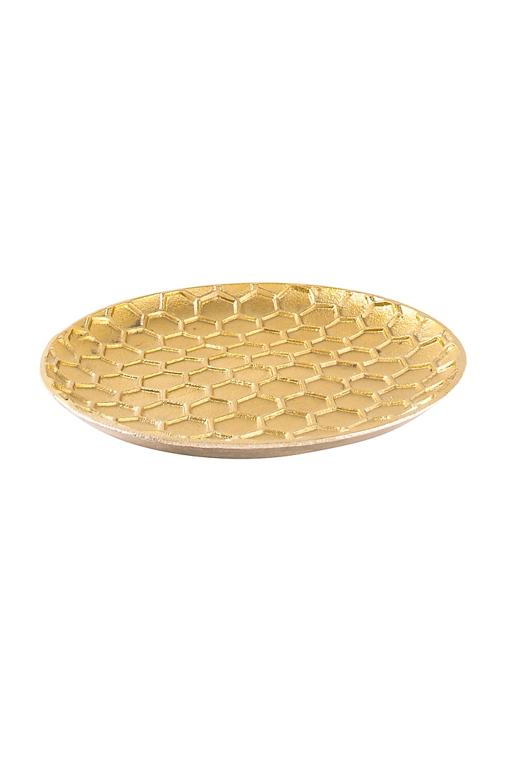 Gold Aluminum Finish Bee-Hive Platter by Metl & Wood