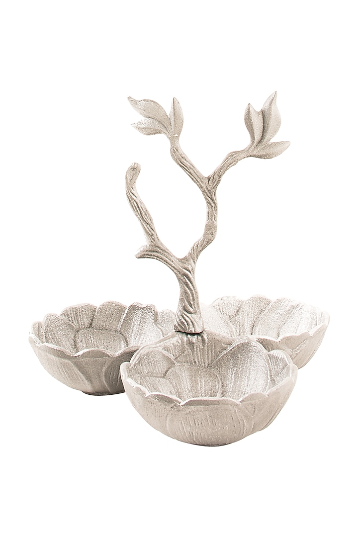 Antique Silver Aluminium Blooming Flower Bowl Stand by Metl & Wood at Pernia's Pop Up Shop