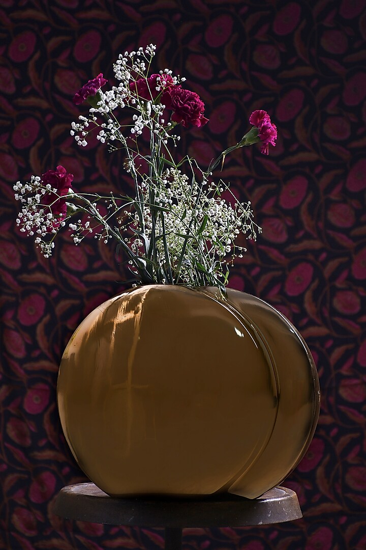Gold Aluminum Vase by Metl & Wood