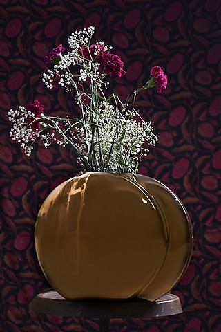 Gold Aluminum Vase by Metl & Wood
