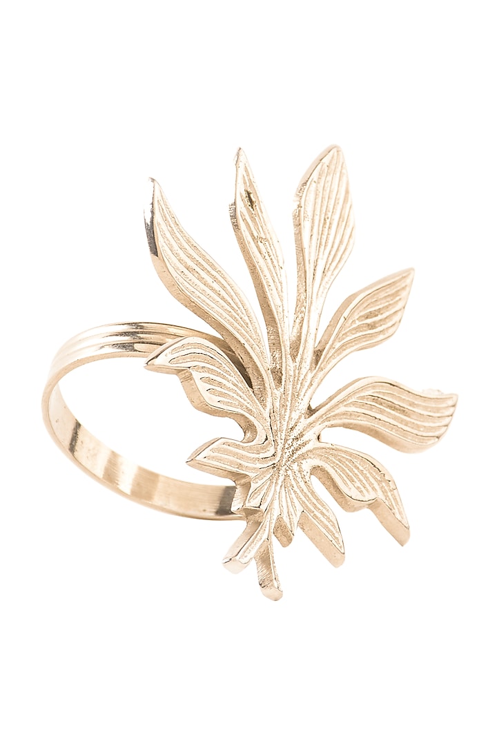 Gold Brass Leaf Napkin Ring (Set of 6) by Metl & Wood