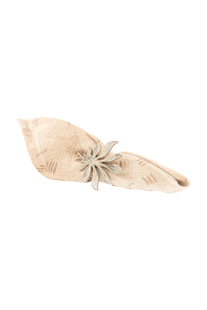 Gold Brass Leaf Napkin Ring (Set of 6) by Metl & Wood at Pernia's Pop Up Shop