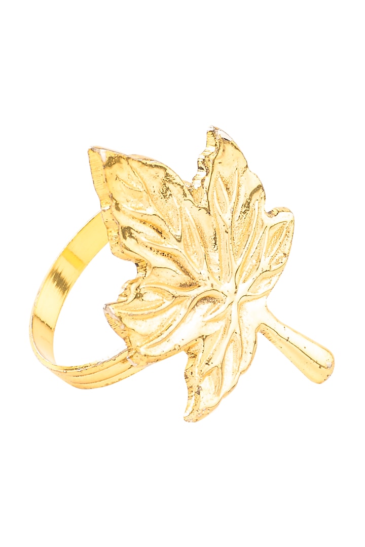 Gold Aluminium Maple-leaf Inspired Napkin Ring (Set of 6) by Metl & Wood