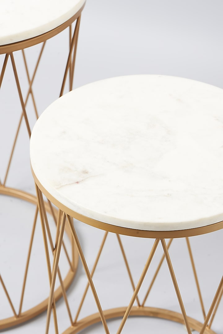 Gold Iron & Marble Table (Set of 2) by Metl & Wood at Pernia's Pop Up Shop