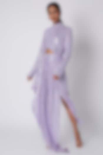 Lilac Sequins Draped Dress  by Deme by Gabriella