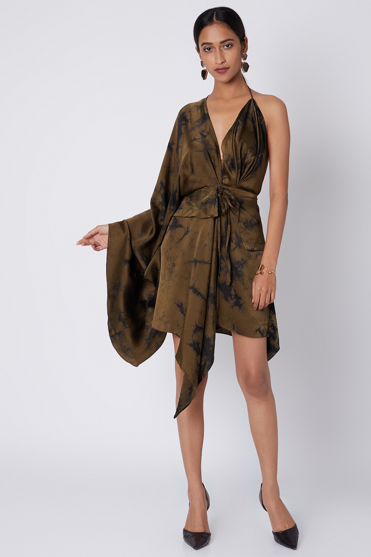 Olive Green Tie Dye Dress