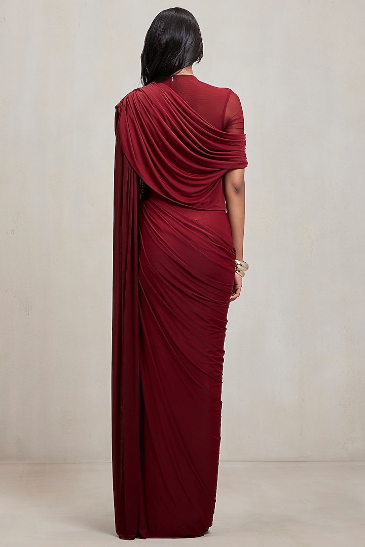 Burgundy Malai Net Sculpted Engagement Gown by Deme by Gabriella at Pernia's Pop Up Shop