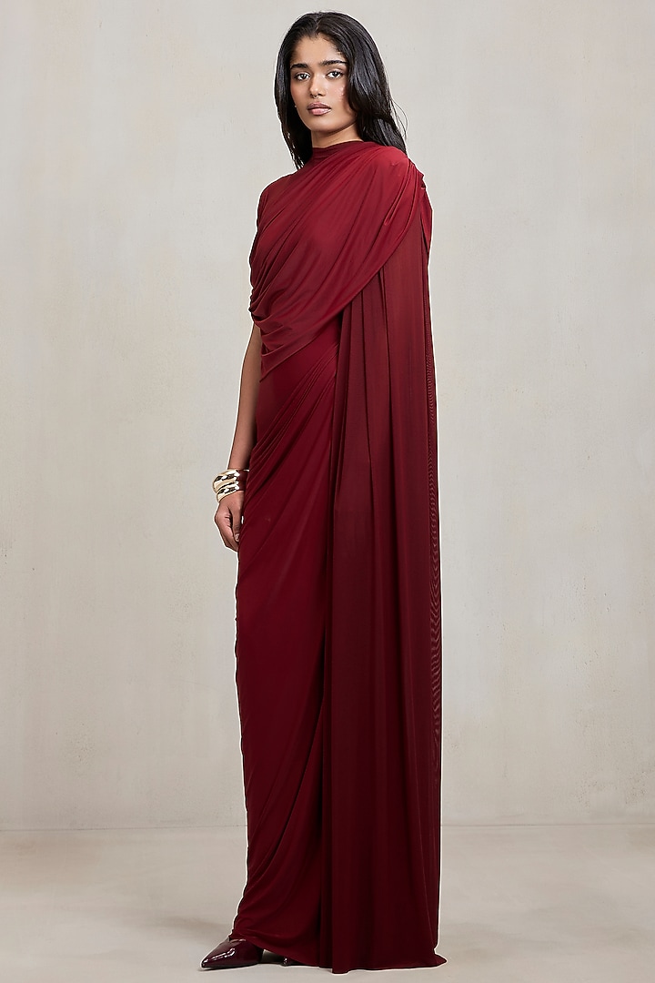 Burgundy Malai Net Sculpted Engagement Gown by Deme by Gabriella at Pernia's Pop Up Shop