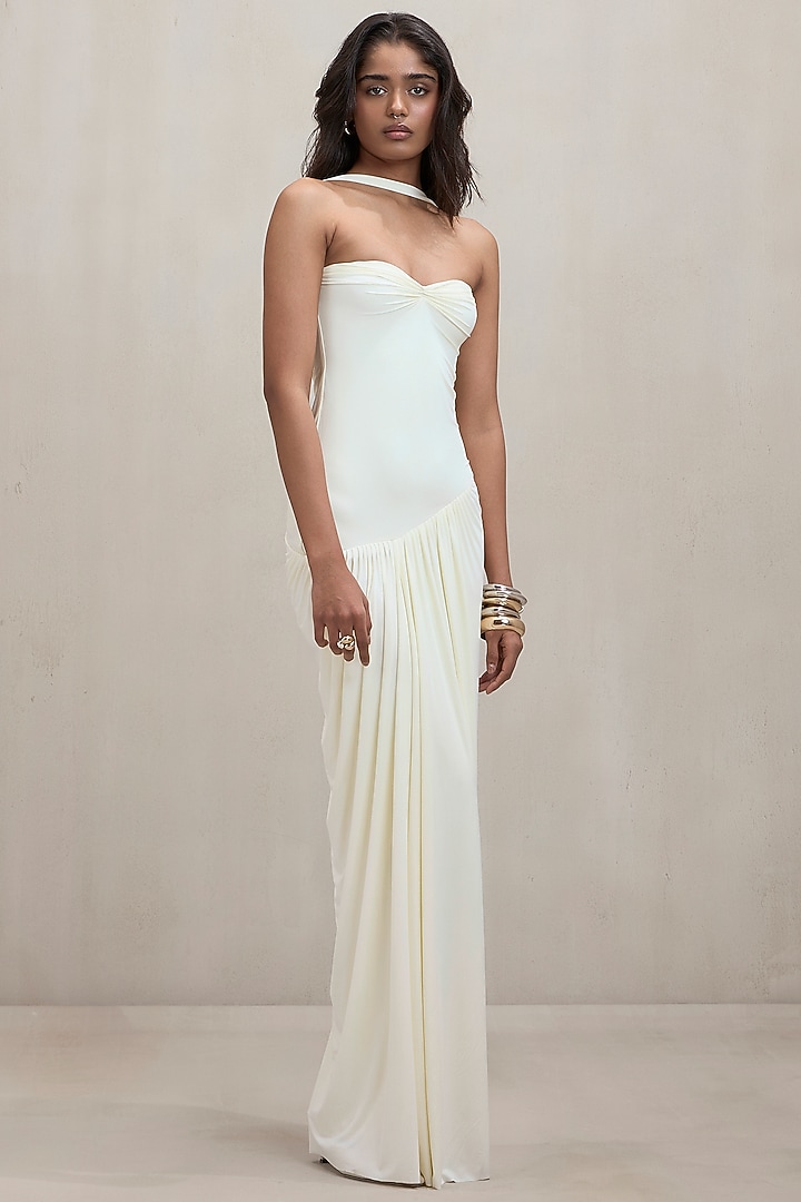 Ivory Malai Pleated Strapless Engagement Gown by Deme by Gabriella at Pernia's Pop Up Shop