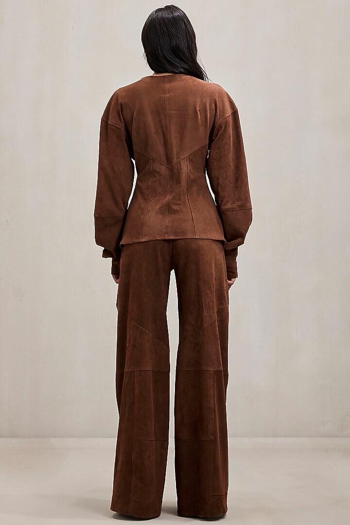 Chocolate Brown Faux Suede Jacket Set by Deme by Gabriella at Pernia's Pop Up Shop